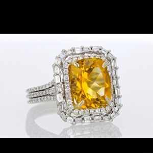 14k 8ct TCW CITRINE AND DIAMOND RING 🙌